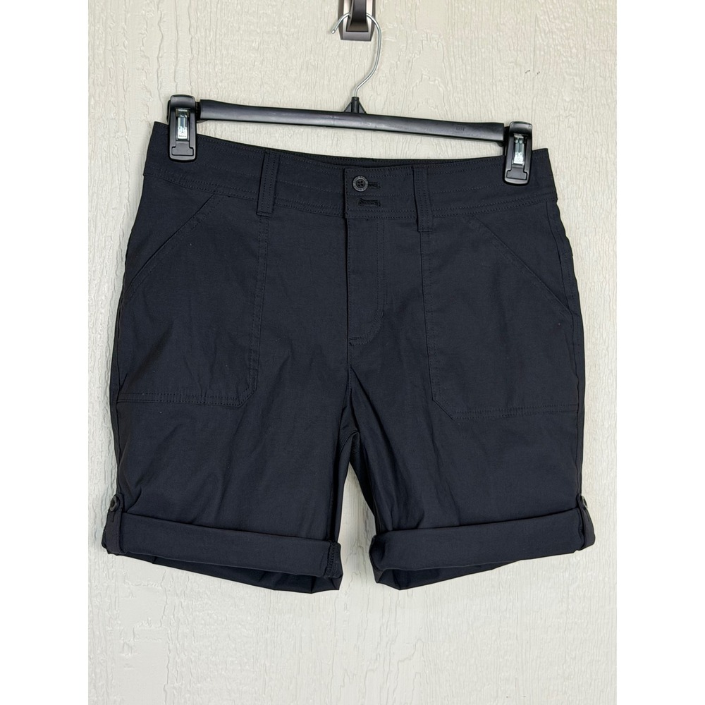 Eddie Bauer Horizon Shorts Womens 6 Black Roll Up Hem Hiking Outdoor Casual EUC
